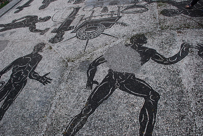 Floor mosaic of athletes from Baths at Ostia. 3rd century CE