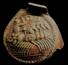 Flask with Chariot driver. Terracotta.