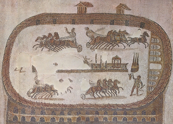 Circus with chariots at Carthage. Mosaic. 3rd century CE